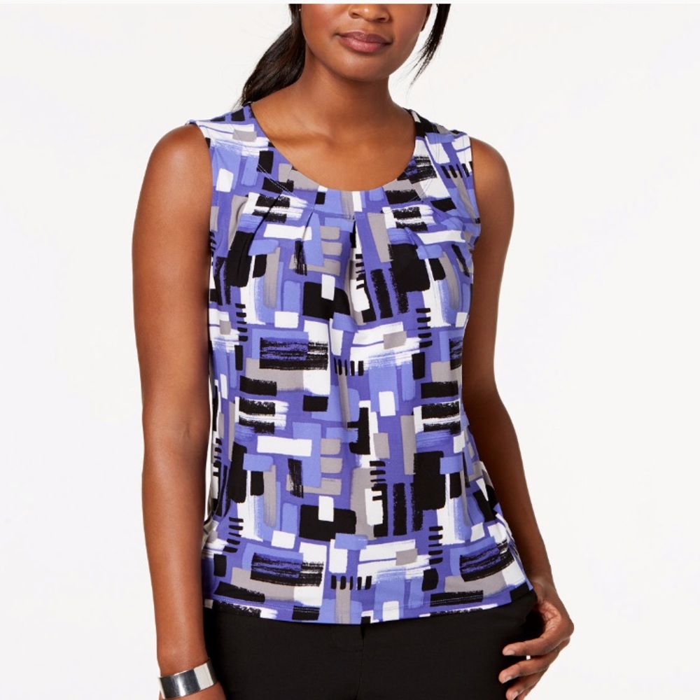 NWT: Kasper printed pleated shell top